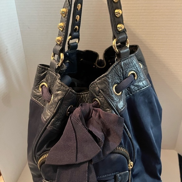 Rare Juicy Couture Y2K Daydreamer Tote Hobo Shoulder Bag Purse Navy Blue - Picture 8 of 12